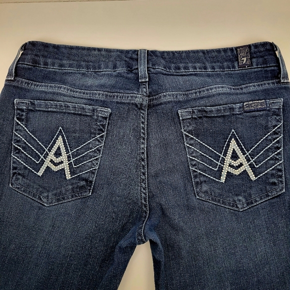 7 For All Mankind 'A' Pocket Jeans Sz 30~Actual 31×29.5~Boot Cut Embellish - Picture 5 of 10